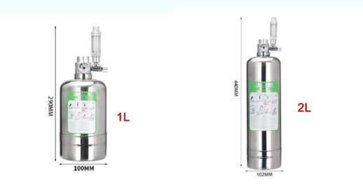 kit bombola acciaio ricaricabile con acido citrico, bicarbonato e acqua